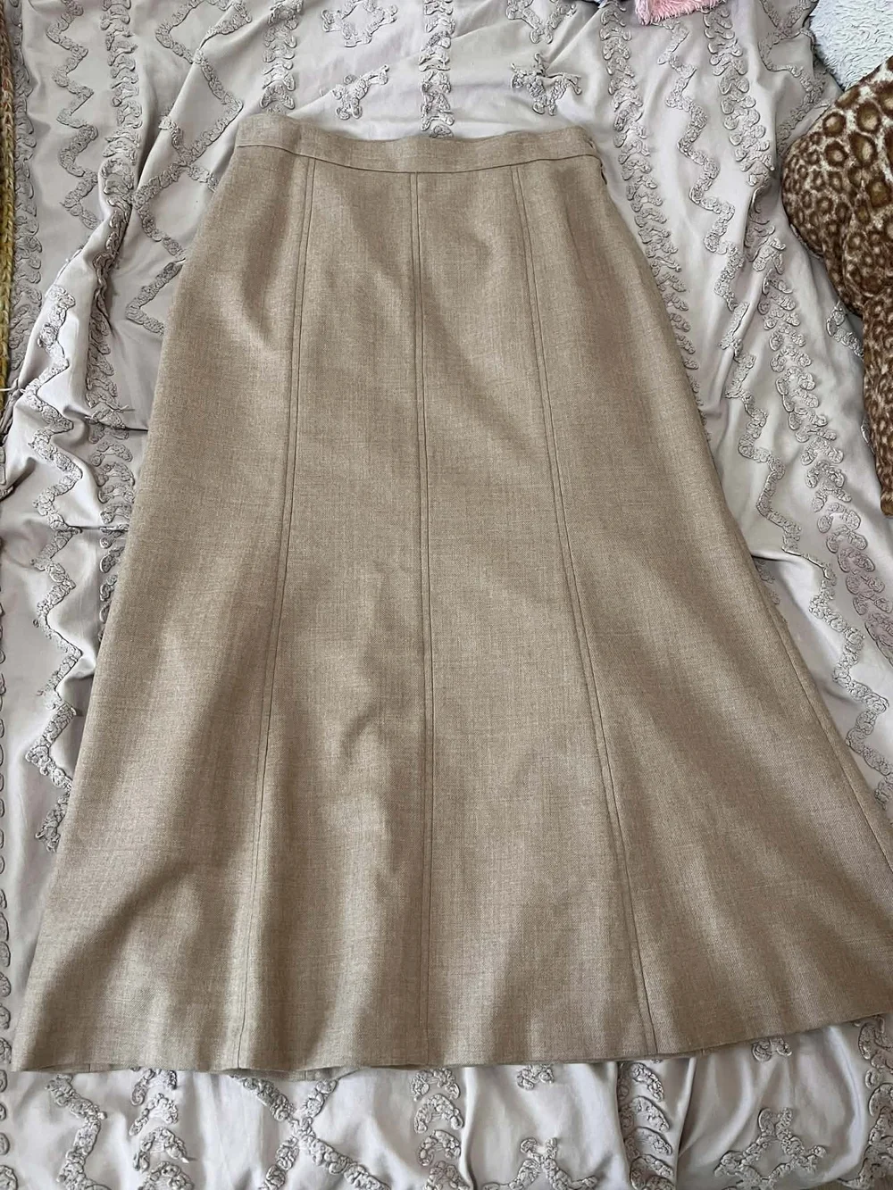 Pendleton Taupe Button-Front Wool Blend Skirt
